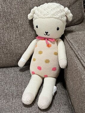 Cuddle + Kind LUCY THE LAMB stuffed doll polka dot dress 19”